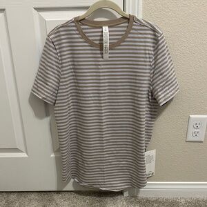 Lululemon Athletica Brown and White Striped Tee